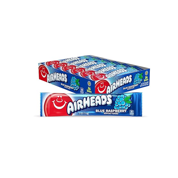 Airheads Candy, Blue Raspberry Flavor Party, Pack of 36 Barsx15.6g