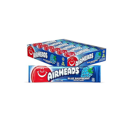 Airheads Candy, Blue Raspberry Flavor Party, Pack of 36 Barsx15.6g